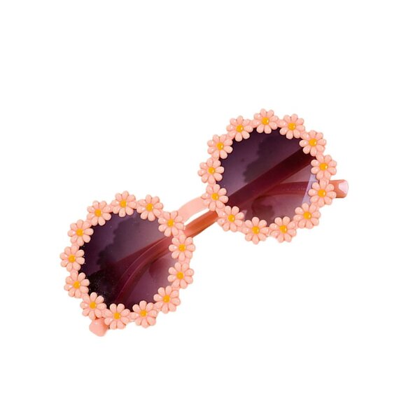 Peach Retro Daisy Flower Sunglasses Women Round Boho Festival Shades Summer Cute - Picture 4 of 4